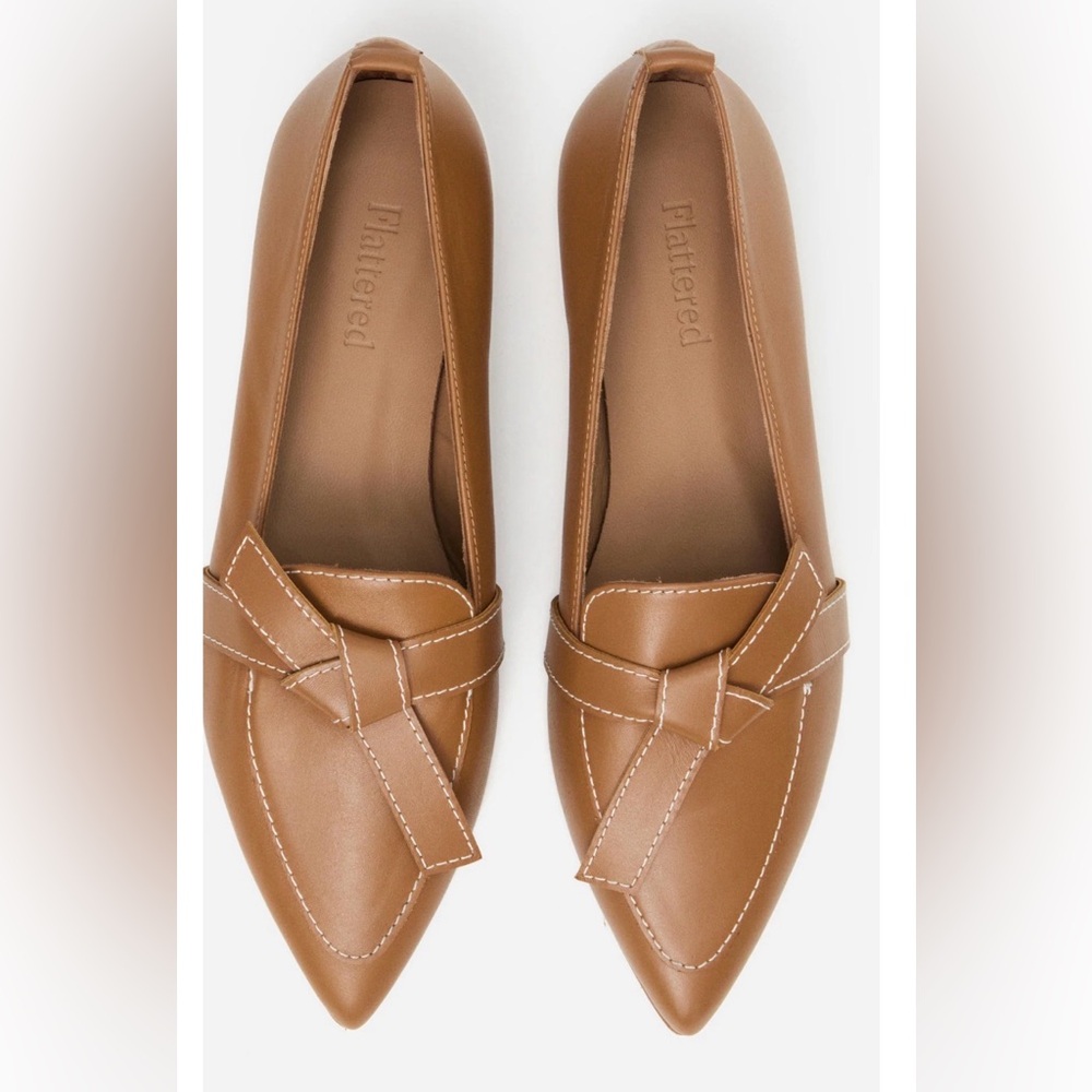 Flattered, Ally Leather Flats with Bow Detail